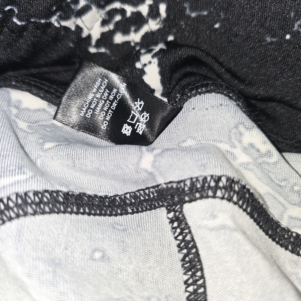 POP Fit Women's Black & White Marble Print Leggings W 2 Side Pockets Size Large - Picture 5 of 7